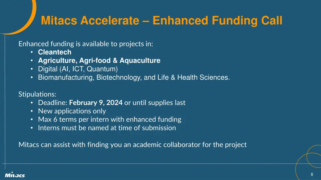 mitacs accelerate enhanced funding call