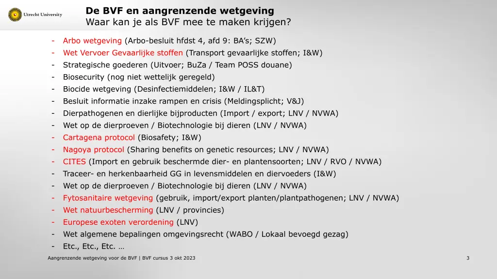 de bvf en aangrenzende wetgeving waar 1