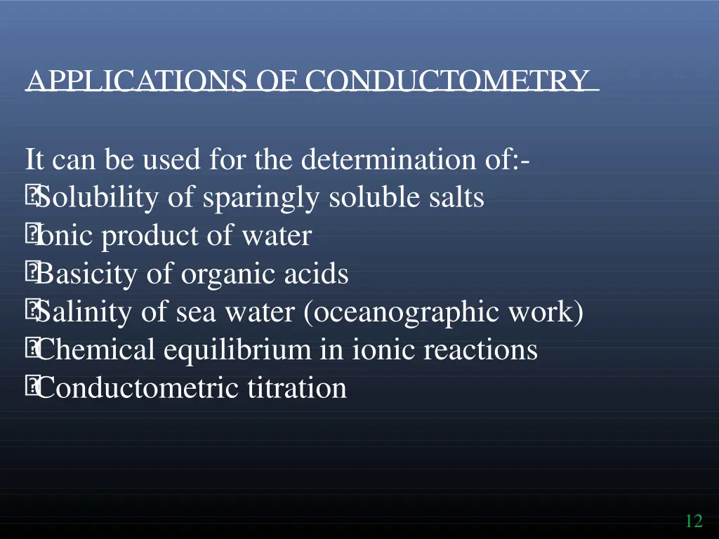 applications of conductometry