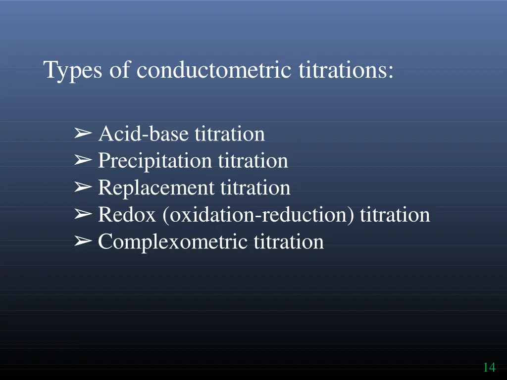 types of conductometric titrations