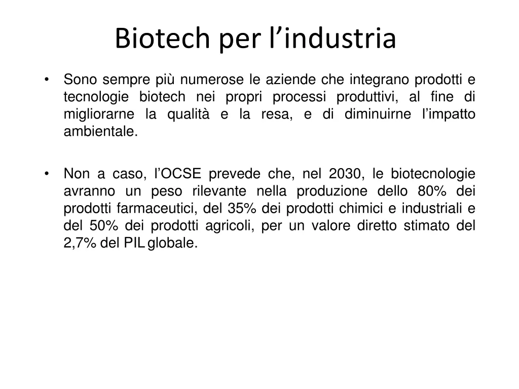 biotech per l industria
