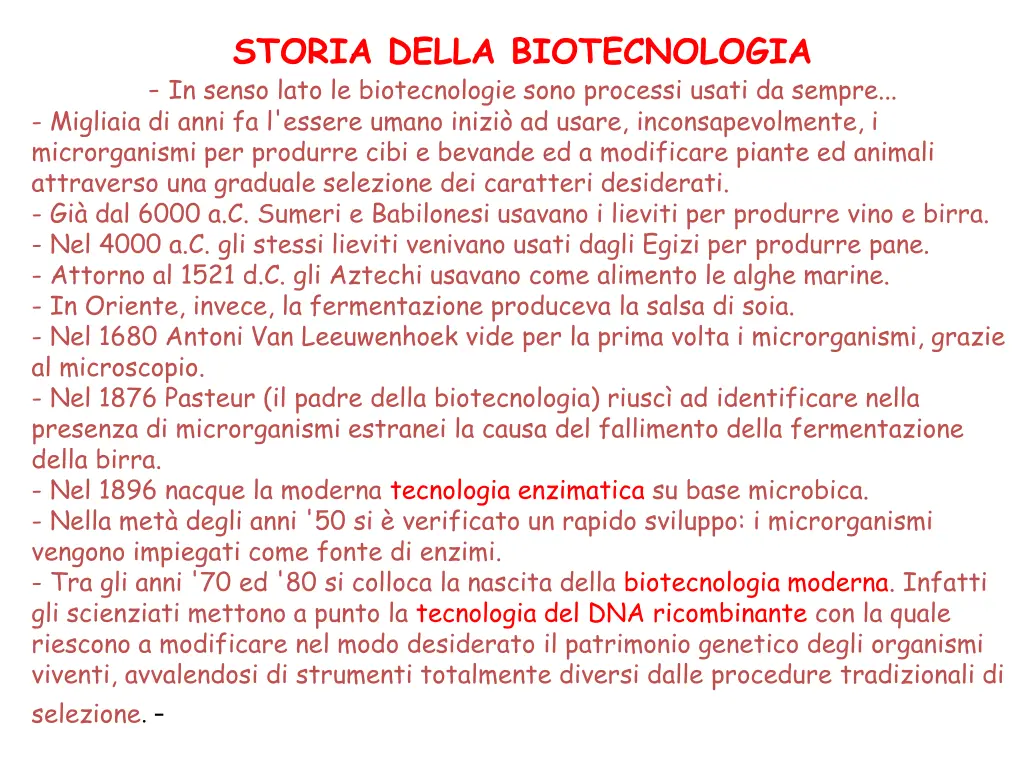 storia della biotecnologia in senso lato