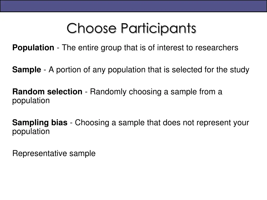 choose participants