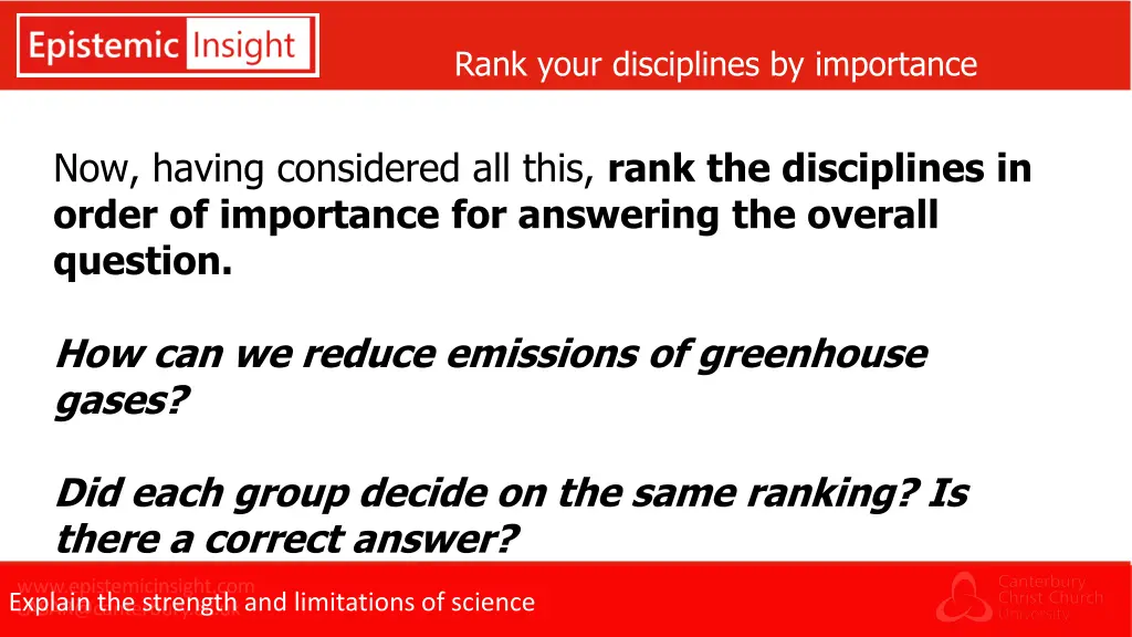 rank your disciplines by importance