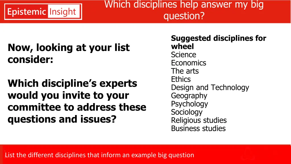 which disciplines help answer my big question