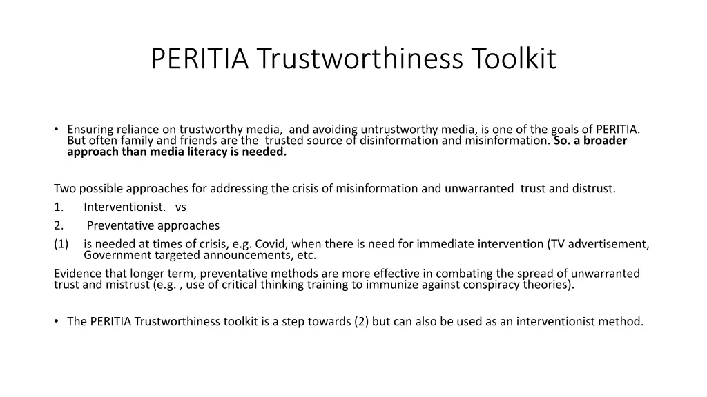 peritia trustworthiness toolkit