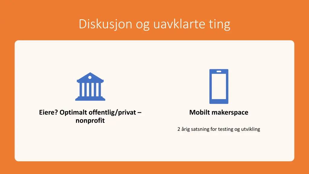 diskusjon og uavklarte ting