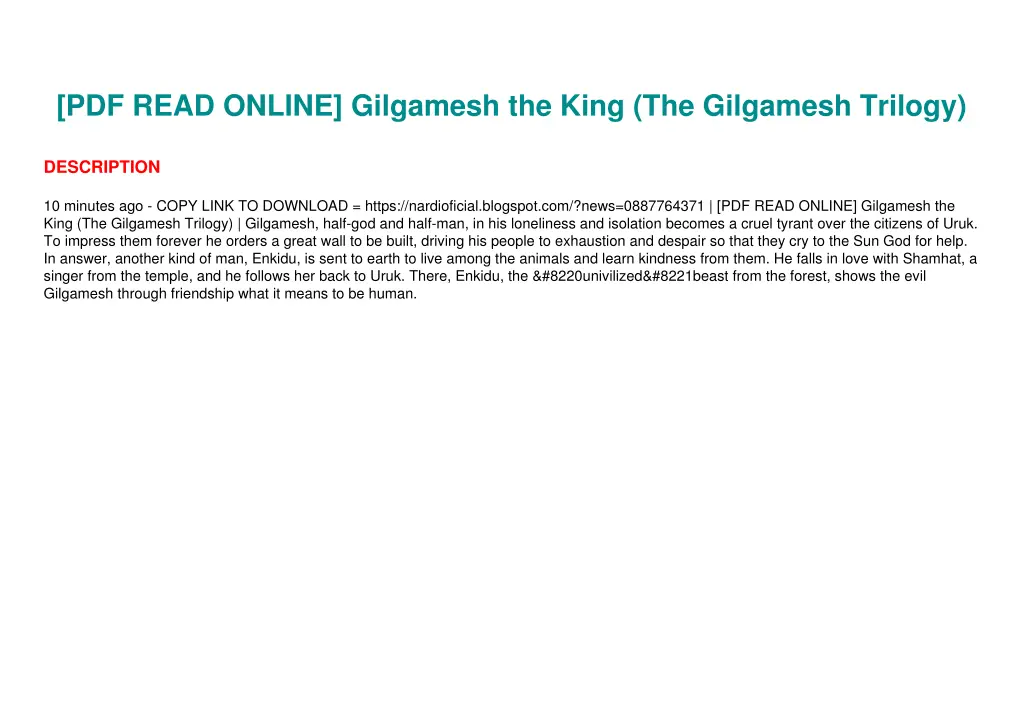 pdf read online gilgamesh the king the gilgamesh 2