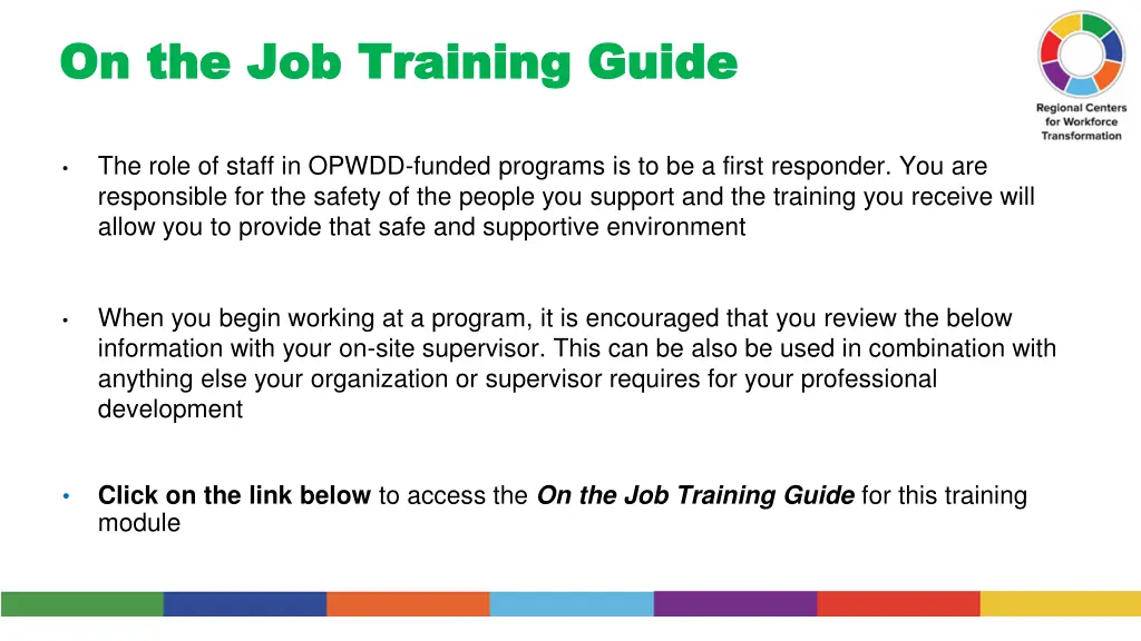 on the job training guide on the job training