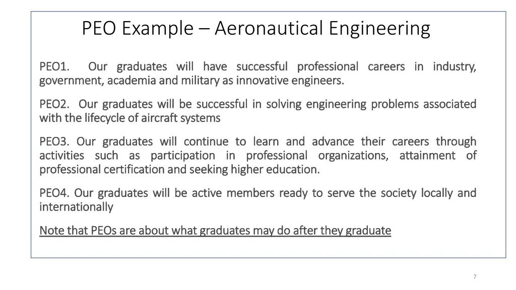 peo example aeronautical engineering