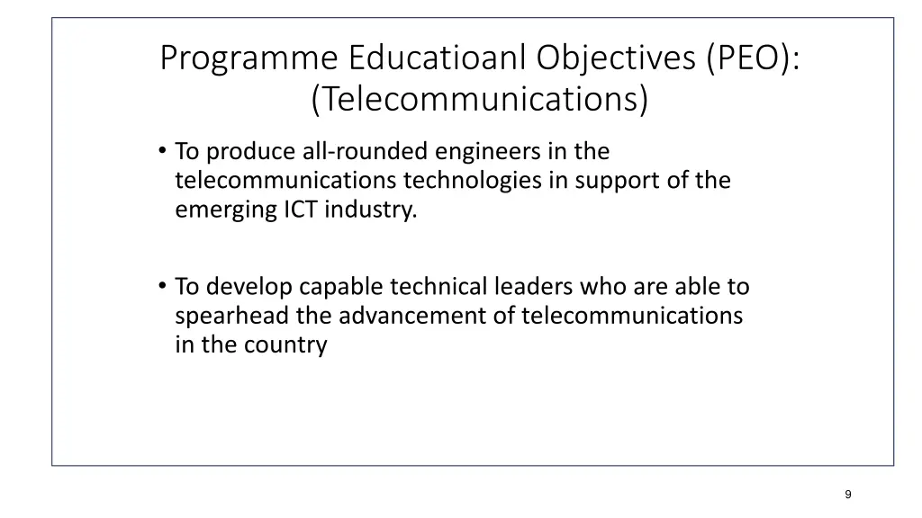 programme educatioanl objectives