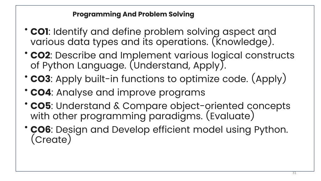 programming and problem solving