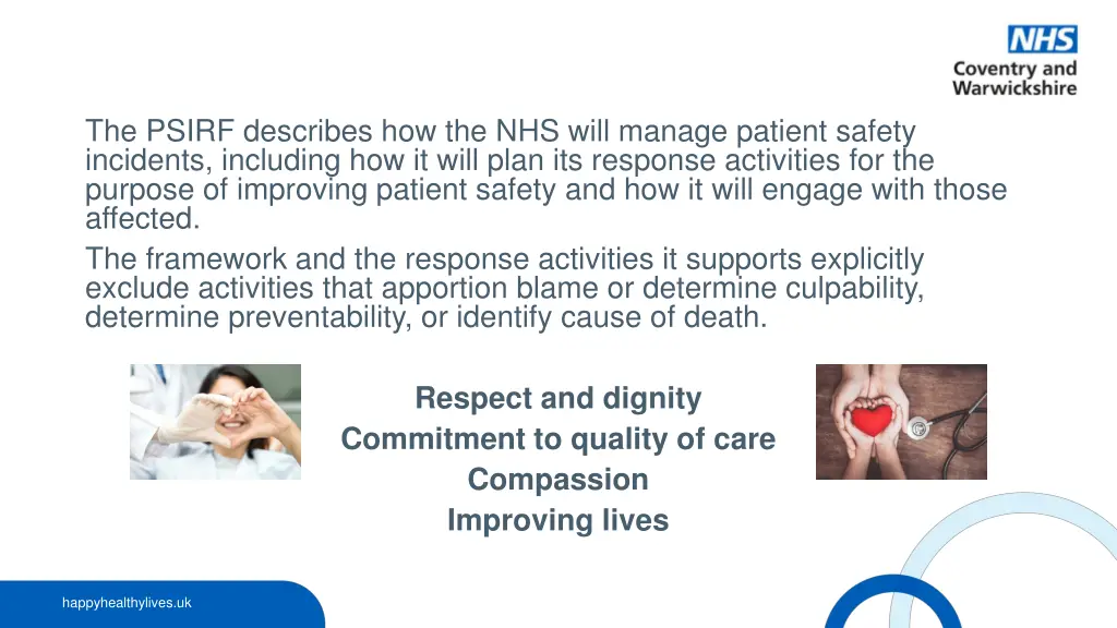 the psirf describes how the nhs will manage