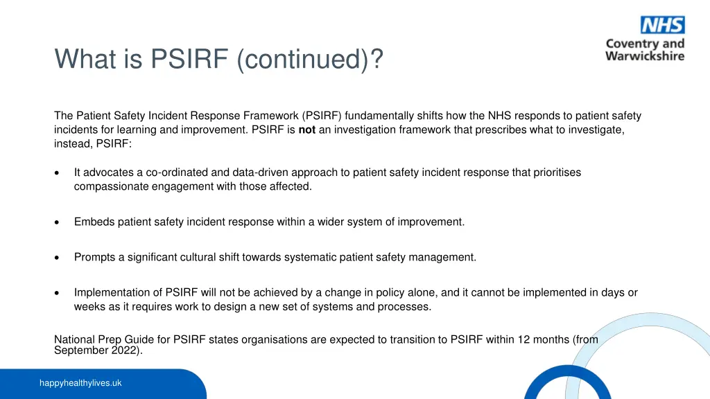 what is psirf continued