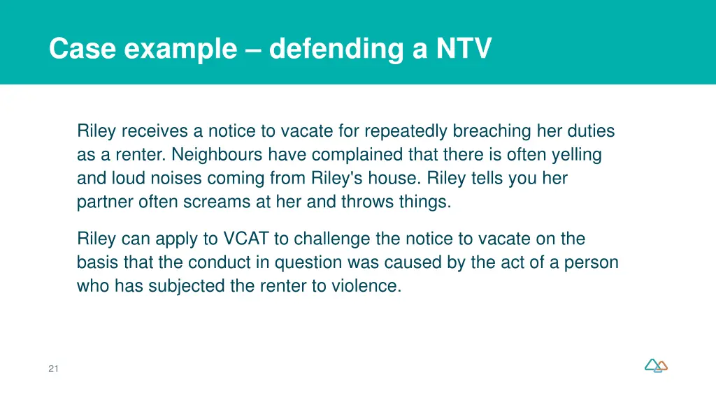 case example defending a ntv