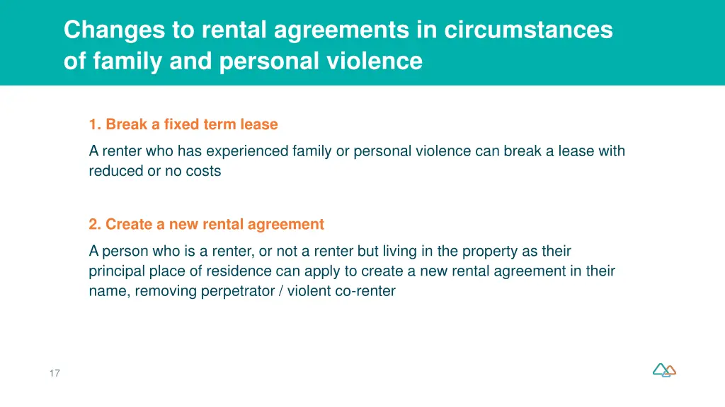 changes to rental agreements in circumstances