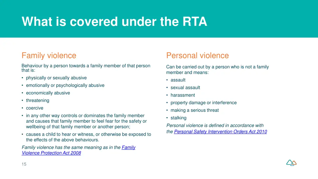 what is covered under the rta