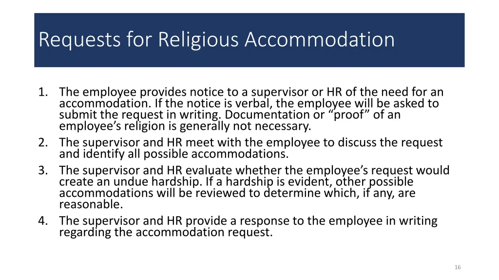 requests for religious accommodation