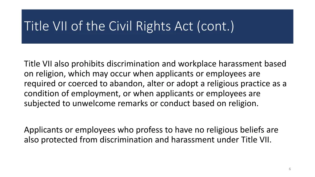 title vii of the civil rights act cont