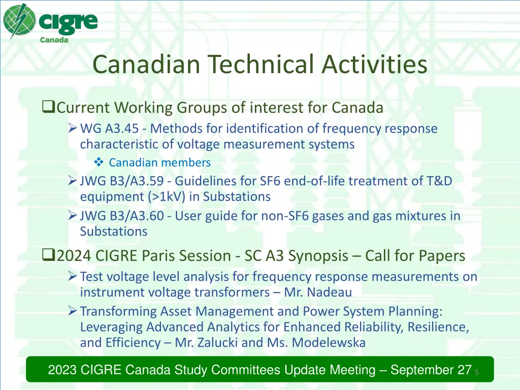 canadian technical activities