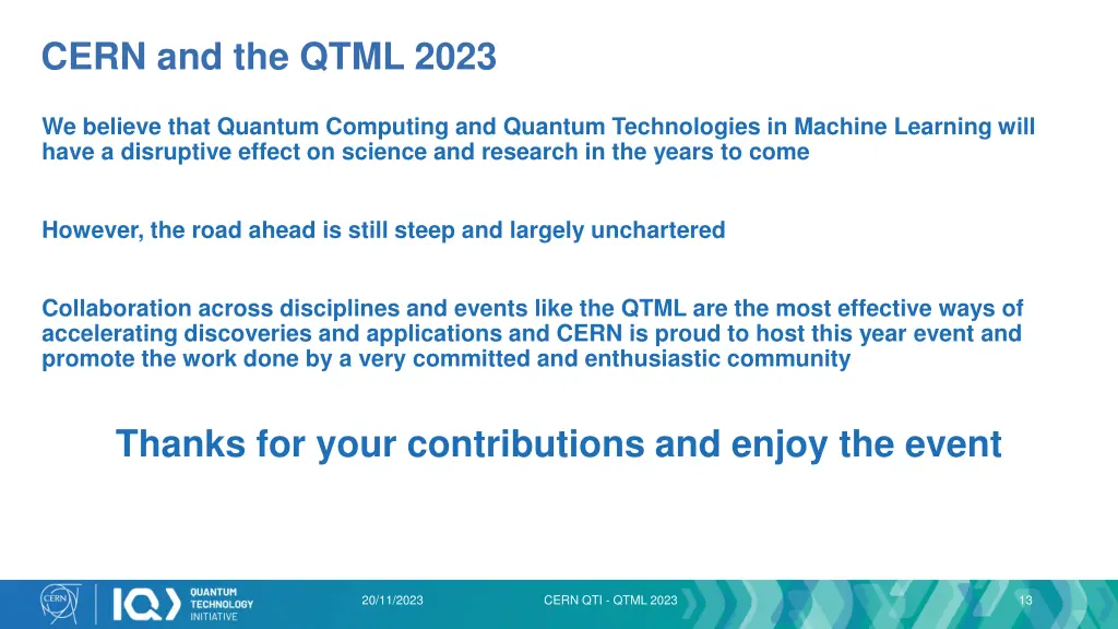 cern and the qtml 2023