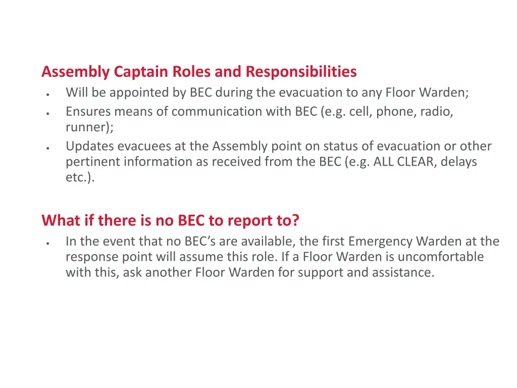 assembly captain roles and responsibilities will