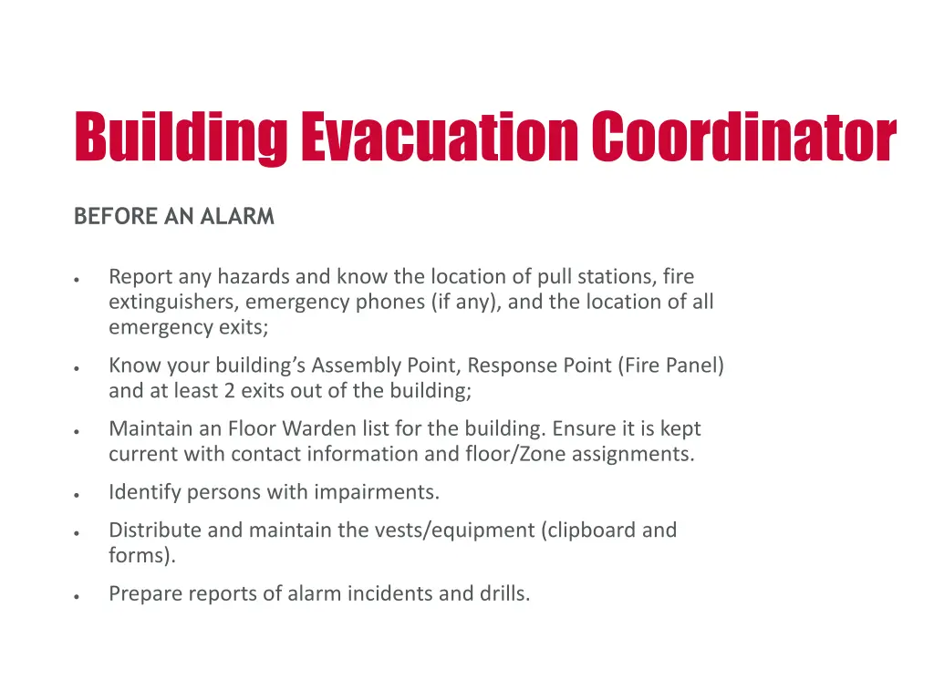 building evacuation coordinator