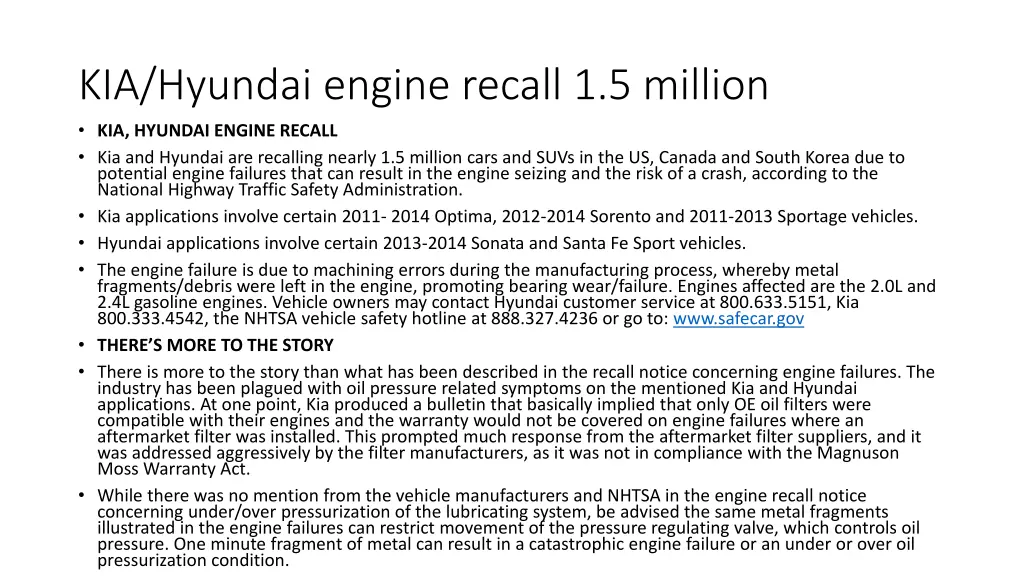 kia hyundai engine recall 1 5 million kia hyundai