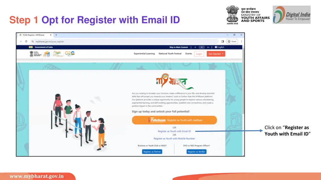 step 1 opt for register with email id