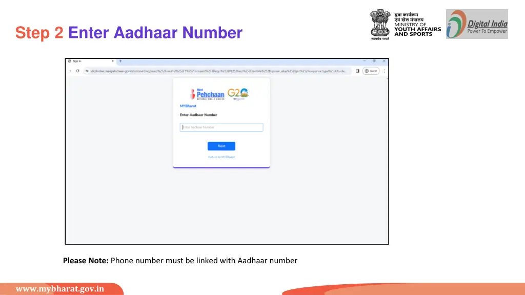 step 2 enter aadhaar number