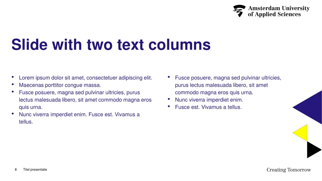 slide with two text columns