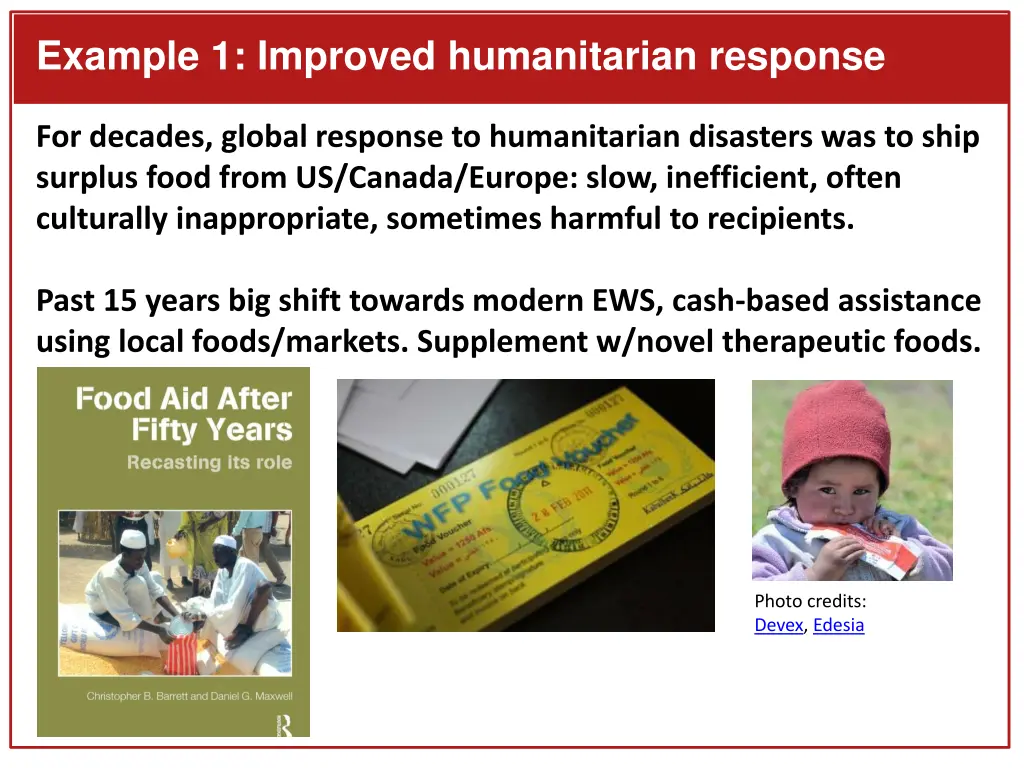 example 1 improved humanitarian response