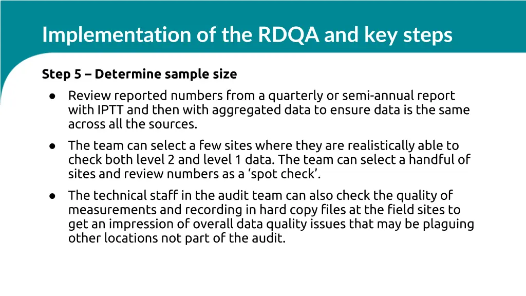 implementation of the rdqa and key steps 1