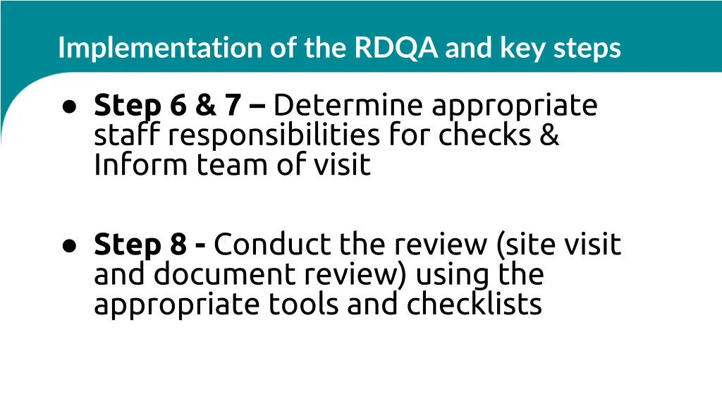 implementation of the rdqa and key steps 2