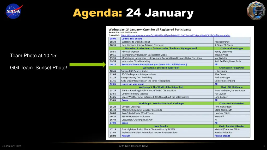 agenda 24 january