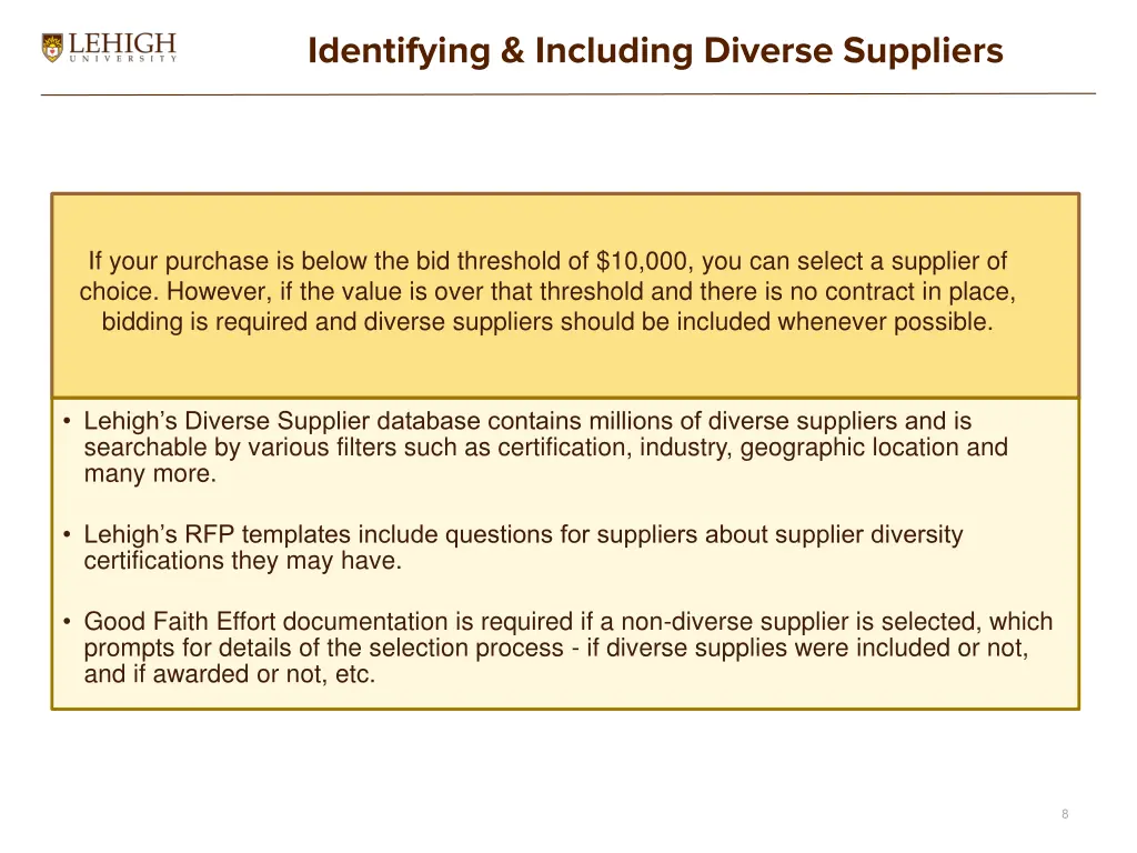 identifying including diverse suppliers