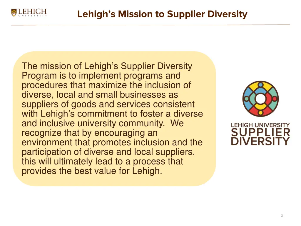 lehigh s mission to supplier diversity