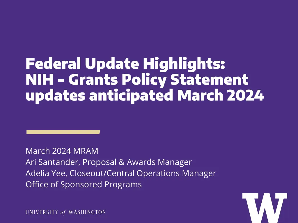 federal update highlights nih grants policy