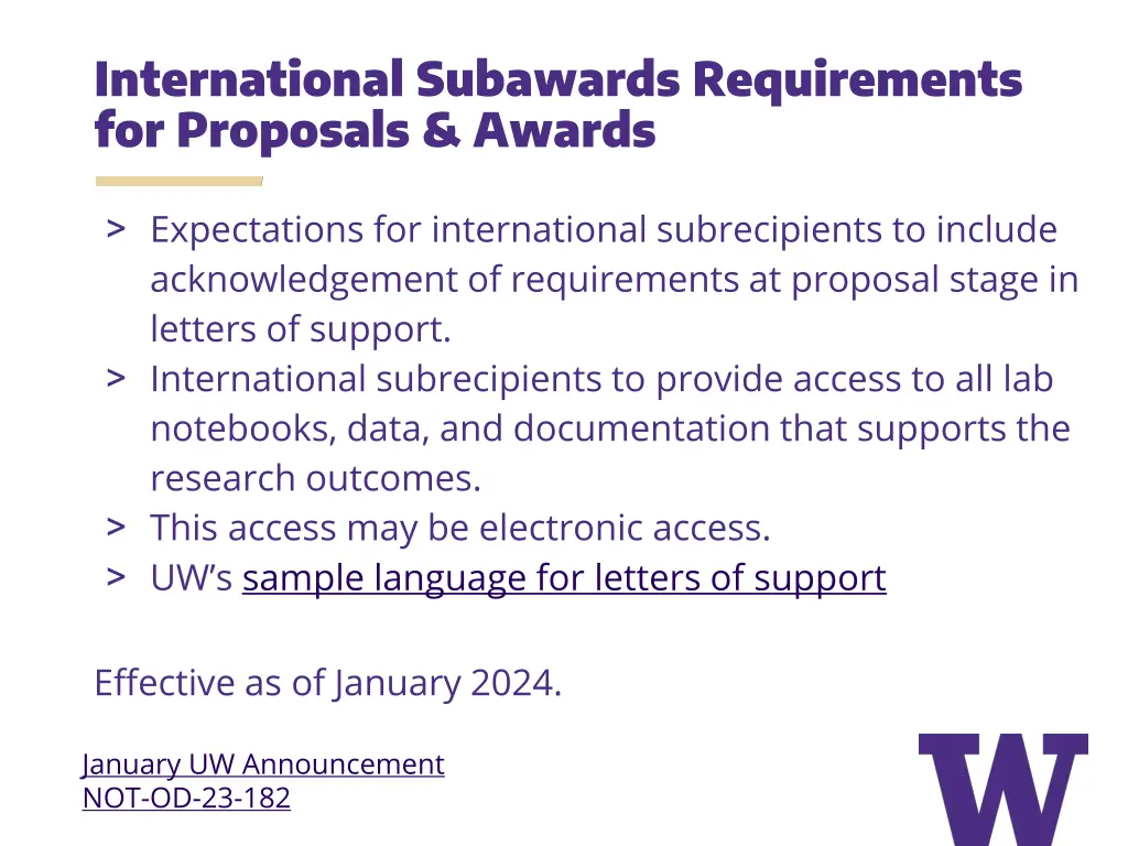 international subawards requirements