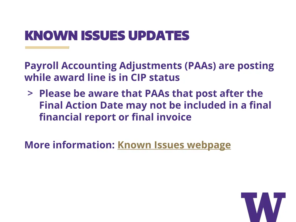 known issues updates known issues updates 2