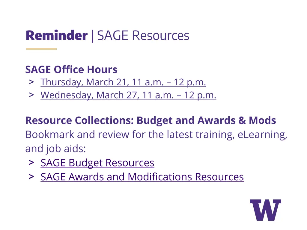 reminder sage resources