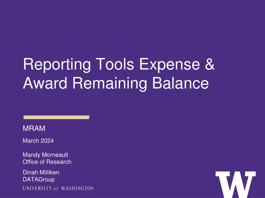 reporting tools expense award remaining balance