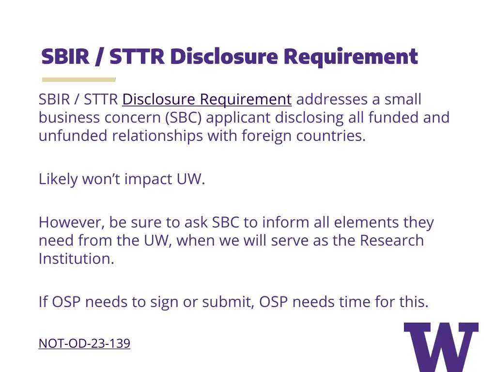 sbir sttr disclosure requirement