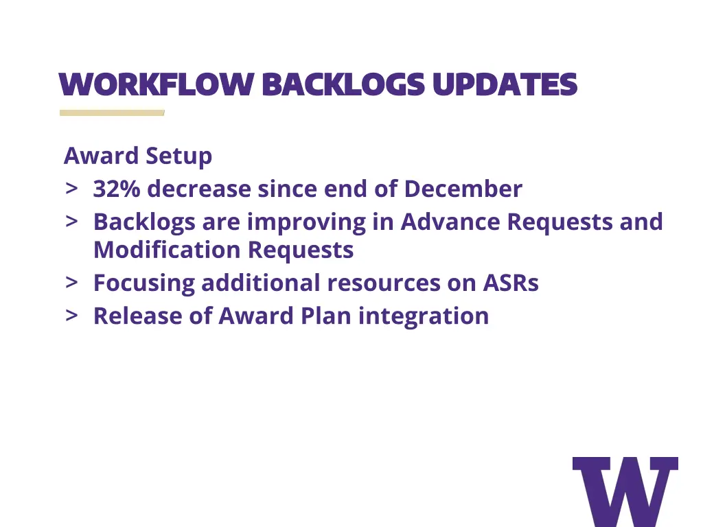 workflow backlogs updates workflow backlogs