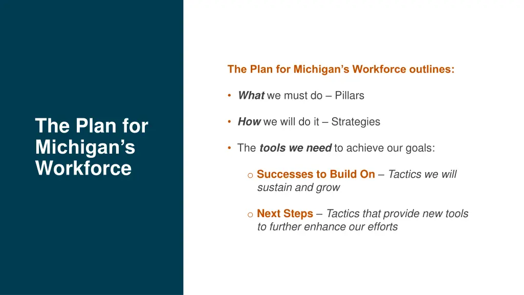 the plan for michigan s workforce outlines