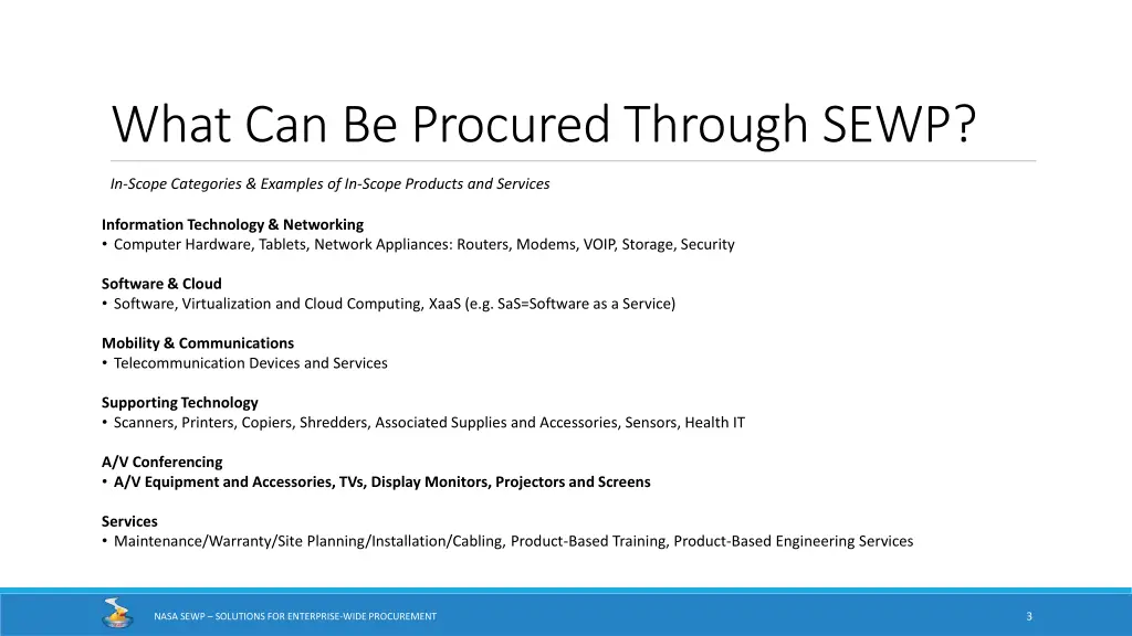 what can be procured through sewp
