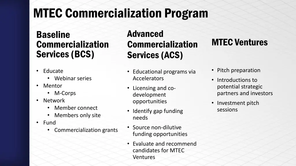 mtec commercialization program