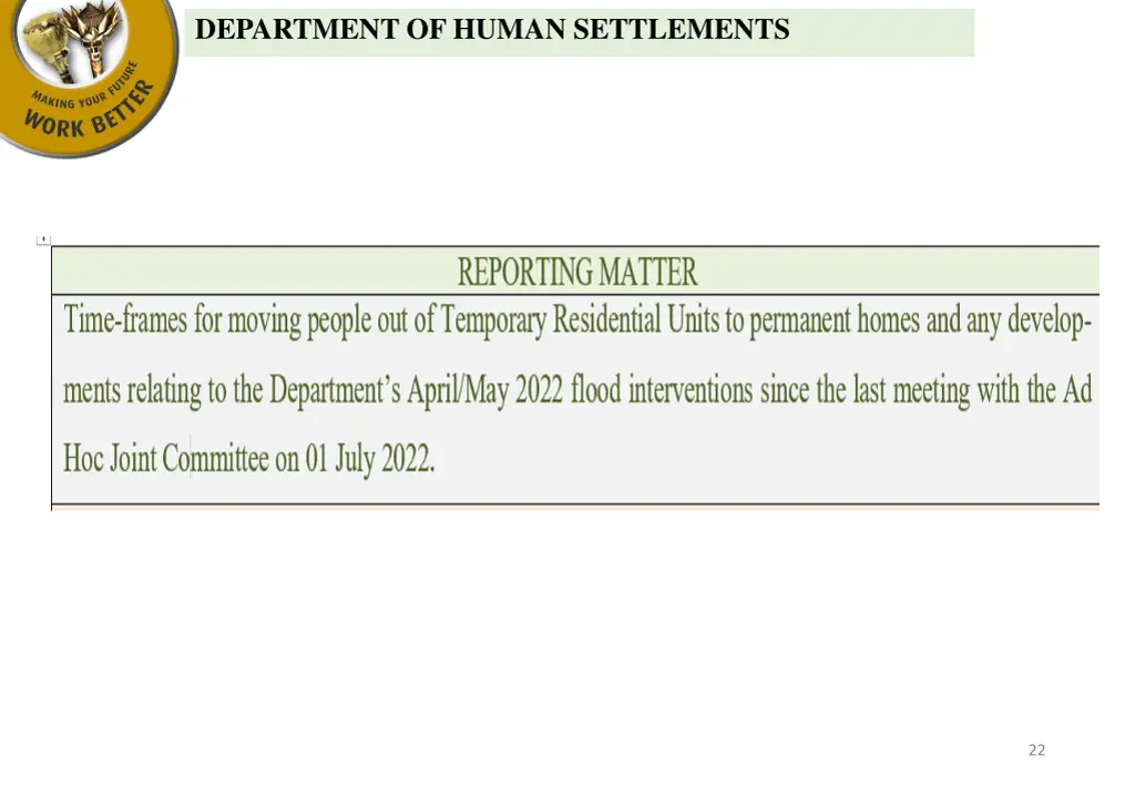 department of human settlements