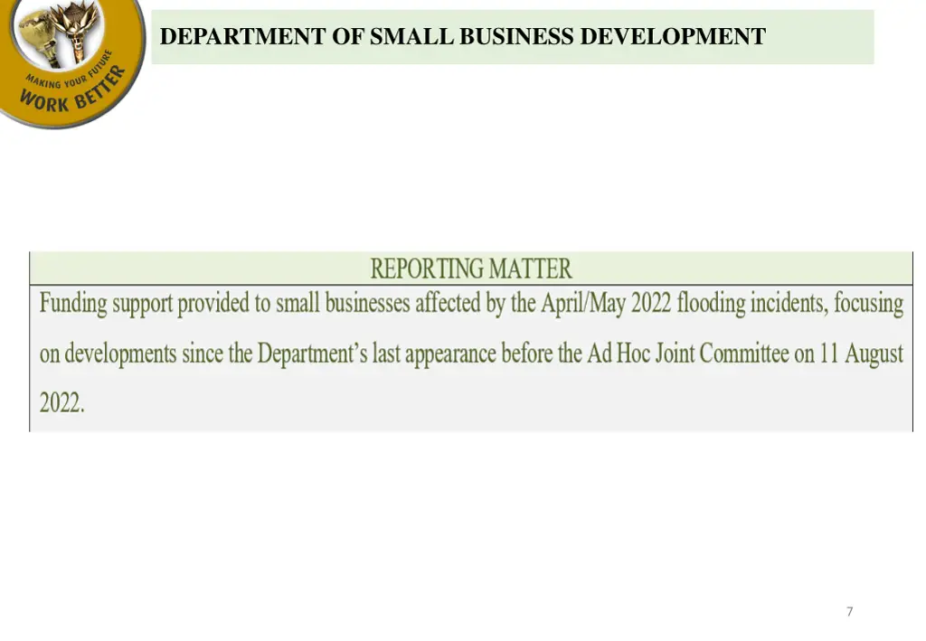 department of small business development