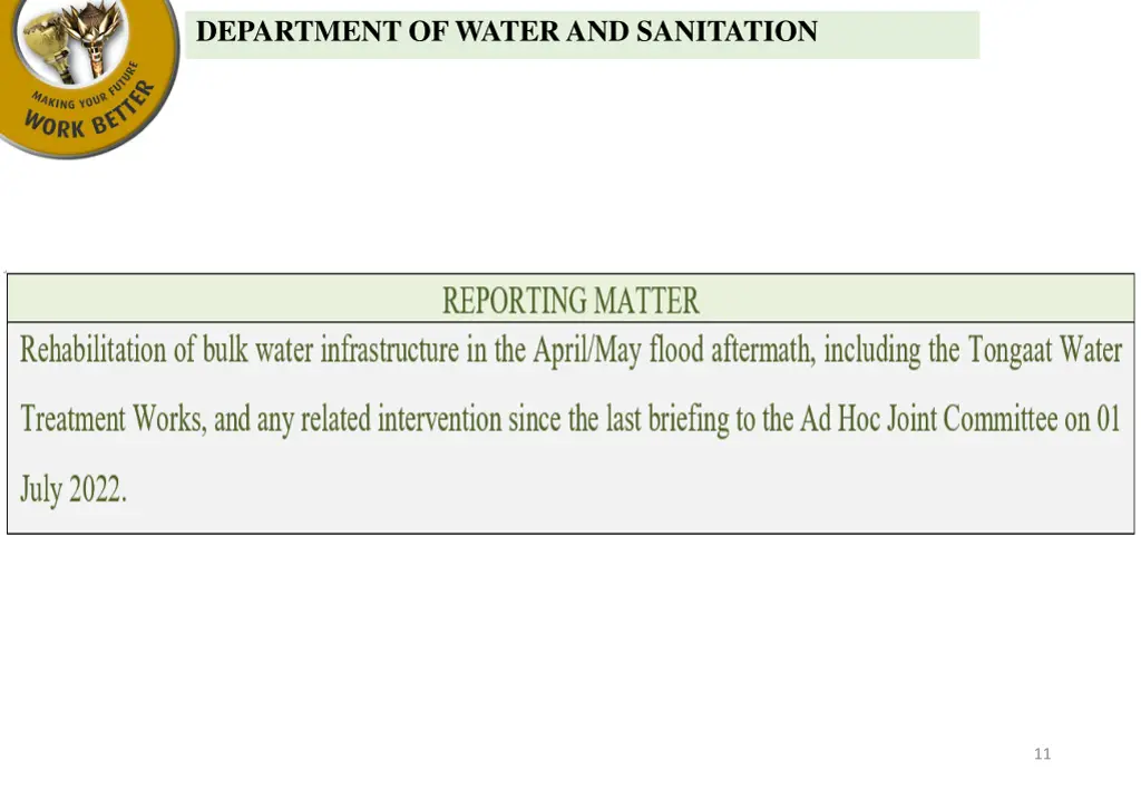 department of water and sanitation